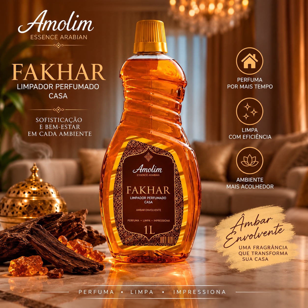 Limpador Perfumado Essence Árabe Fhakar · 1 L