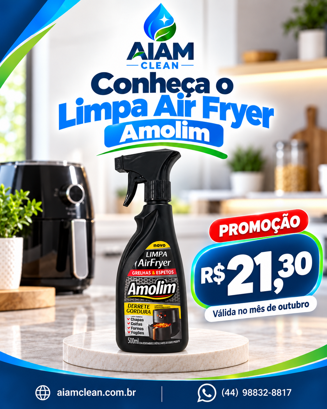 Limpa Air Fryer, Grelhas e Espetos Amolim · 500 ml